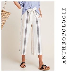 Anthro Cropped Wide Leg Tie Pant